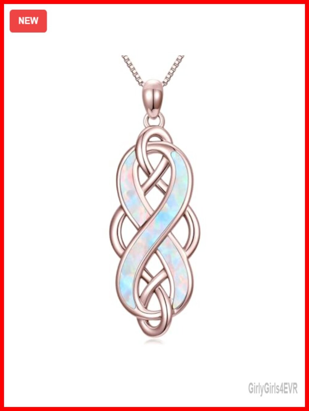 925 Sterling Silver Celtic Knot Opal Pendant Necklace Irish Jewelry